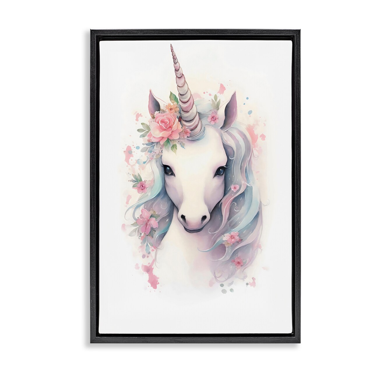 Stupell Industries Unicorn with Pink Flower Crown Floating Frame, design by Creative Studio